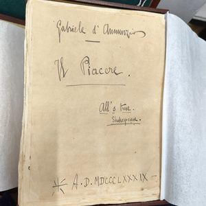 Frontespizio del manoscritto autografo de "Il Piacere" di Gabriele D'Annunzio