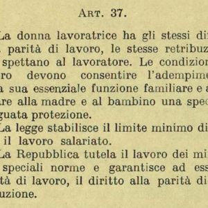 Riproduzione anastatica della Costituzione della Repubblica Italiana: testo dell'articolo 37